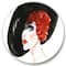 Designart - Red Head Lady In Hat Portrait of Woman - Modern Metal Circle Wall Art